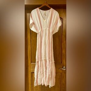 Elan Pink and Cream Striped Dress